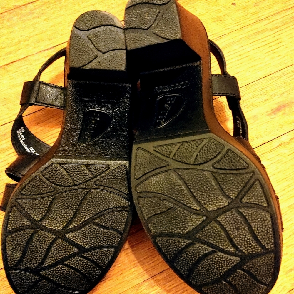 Børn Carmo Woven Strap Leather Wedge Sandals – Size 36 – Black – Full‑Grain Leat - Picture 5 of 8